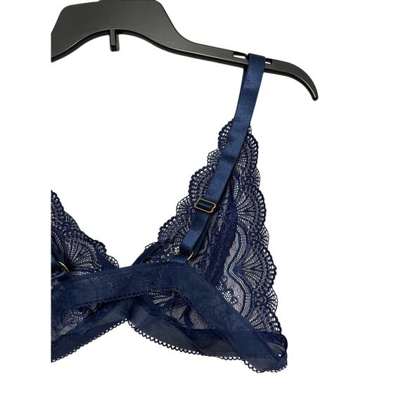 Seven 'til Midnight Bralette Bra Stretch Lace Adjustable Straps Blue W US 1X NWT - Picture 3 of 11